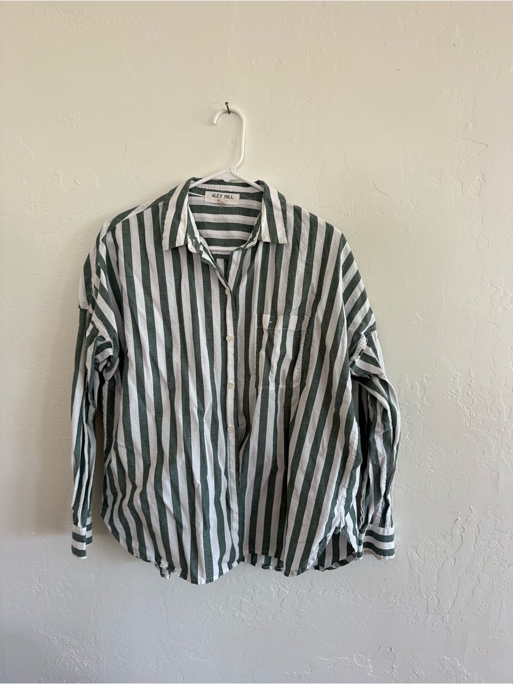 Alex Mill Jo shirt in positano stripe - green striped button up size L - Picture 2 of 5